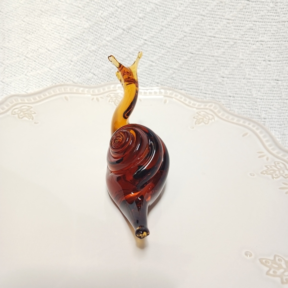 Vintage Amber Glass Blown Snail - Picture 2 of 7
